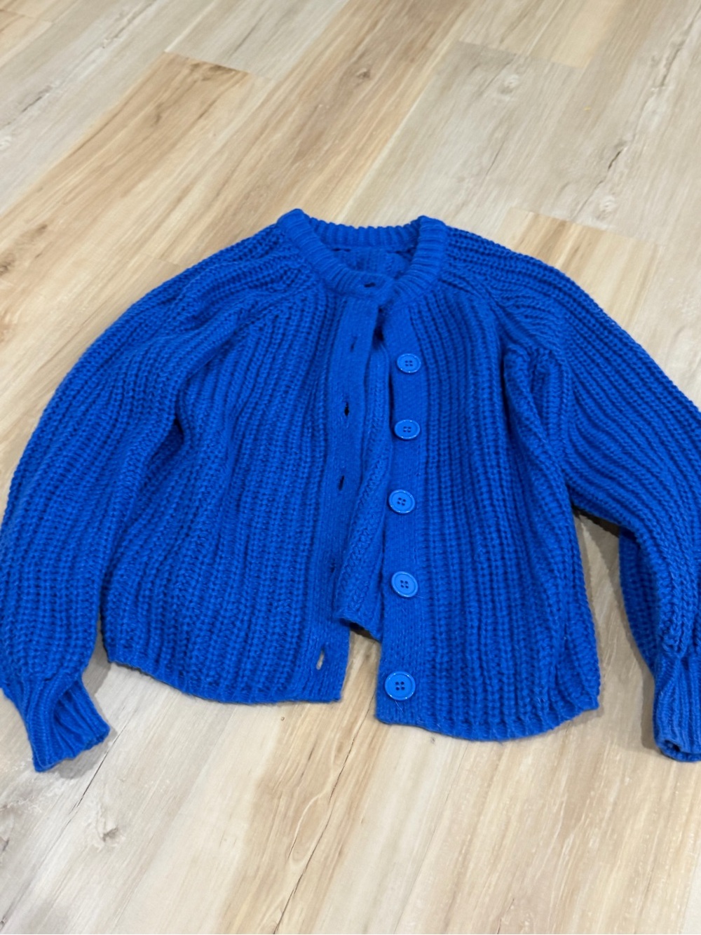 Blue Chunky Knit Button-Front Women's Sweater